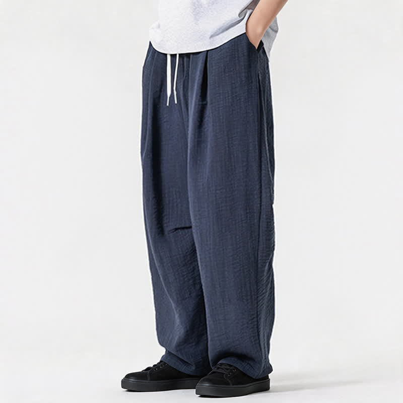 Buddha Stones Lässige, minimalistische Herrenhose mit Kordelzug, geradem Bein und Tasche für Frühling und Sommer - image 5