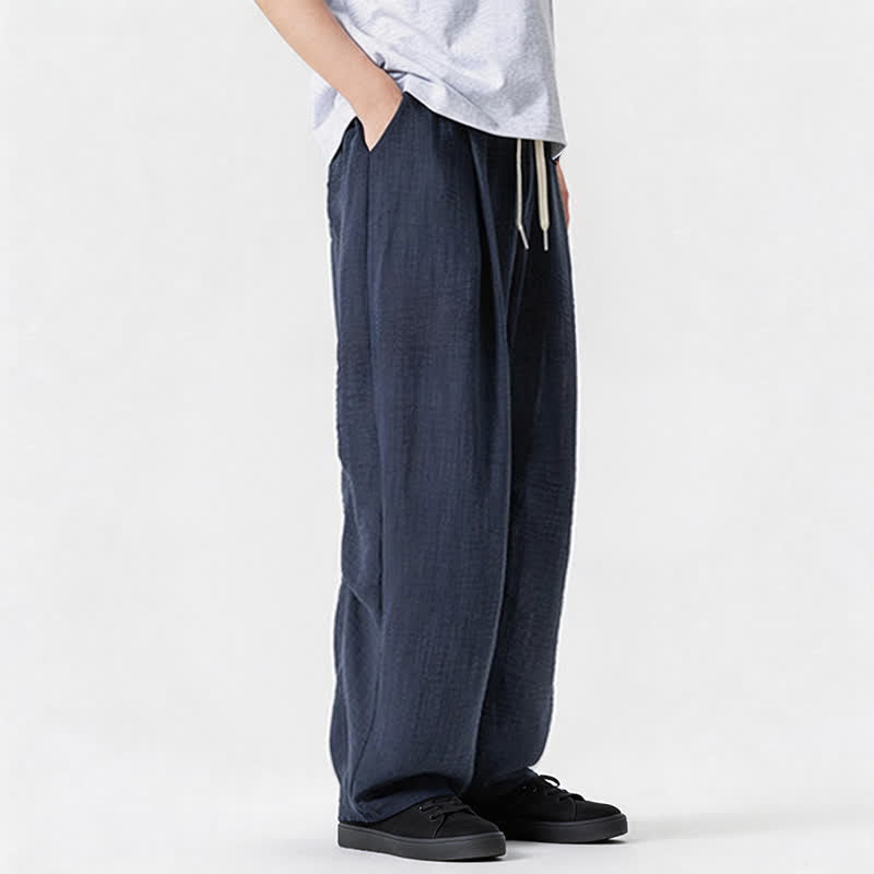 Buddha Stones Lässige, minimalistische Herrenhose mit Kordelzug, geradem Bein und Tasche für Frühling und Sommer - image 7