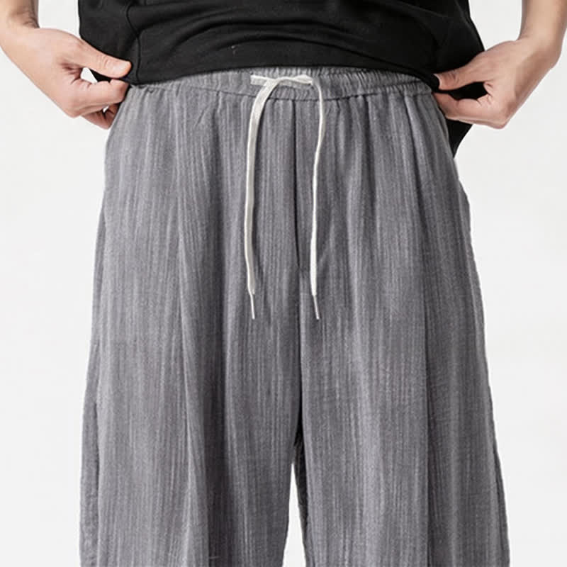 Buddha Stones Lässige, minimalistische Herrenhose mit Kordelzug, geradem Bein und Tasche für Frühling und Sommer - image 33