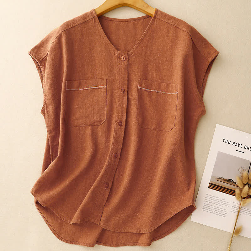 Buddha Stones Lässiges, minimalistisches, ärmelloses Tanktop mit aufgesetzter Tasche für Damen – ideal für den Sommer. - Peru - US8-10, UK/AU12-14, EU40-42 (2XL) - image 14