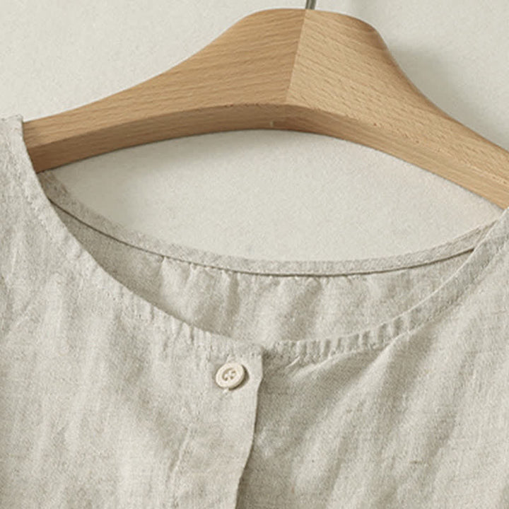 Buddha Stones Sommerliches, lässiges, minimalistisches, ärmelloses Tanktop mit Knopfleiste und geometrischem Muster für Damen - image 11