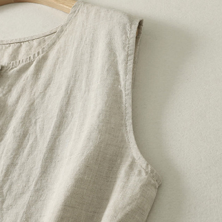 Buddha Stones Sommerliches, lässiges, minimalistisches, ärmelloses Tanktop mit Knopfleiste und geometrischem Muster für Damen - image 13