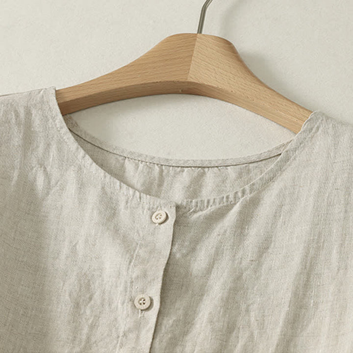 Buddha Stones Sommerliches, lässiges, minimalistisches, ärmelloses Tanktop mit Knopfleiste und geometrischem Muster für Damen - image 10