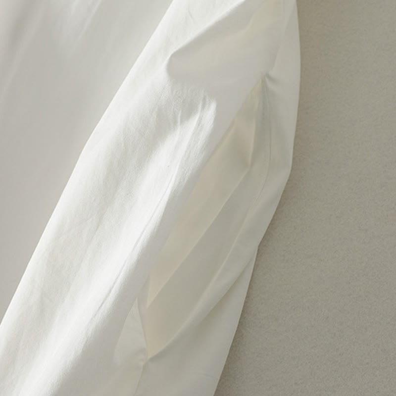 Buddha Stones Sommerliches, lässig-elegantes Kurzarmkleid für Damen mit Bindekragen, Rüschensaum und kurzem Ärmel - image 8