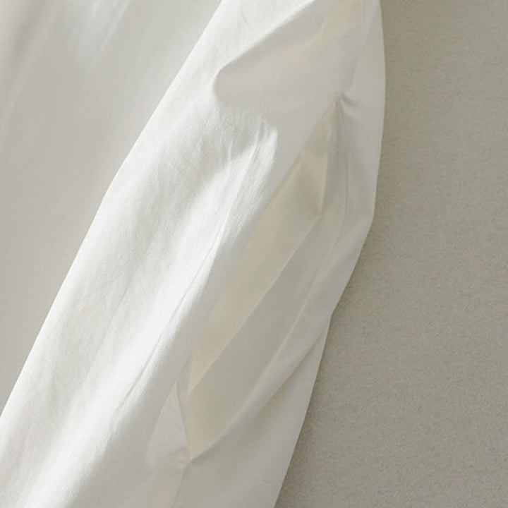 Buddha Stones Sommerliches, lässig-elegantes Kurzarmkleid für Damen mit Bindekragen, Rüschensaum und kurzem Ärmel - image 8