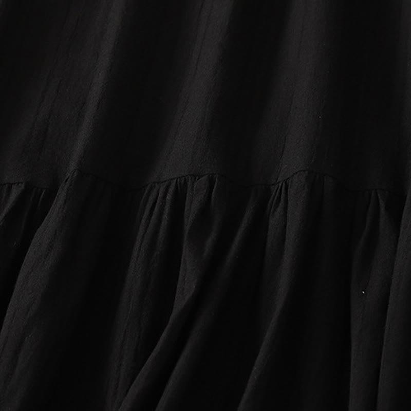 Buddha Stones Sommerliches, lässiges, minimalistisches, einfarbiges Damenkleid mit Rundhalsausschnitt, kurzen Ärmeln und Taschen - image 13