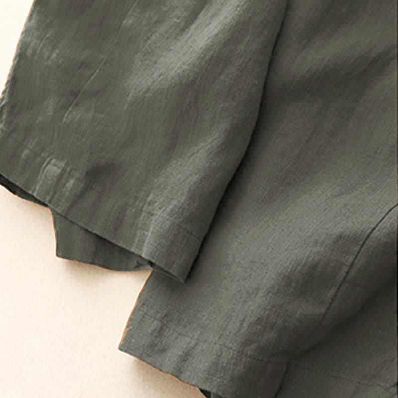 Buddha Stones Lässige, minimalistische Sommerhose mit Kordelzug, einfarbig, knöchelhoch, gerades Bein, mit Taschen - image 7