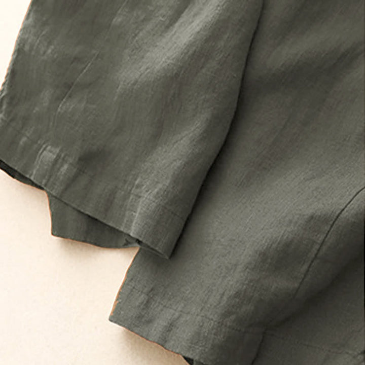 Buddha Stones Lässige, minimalistische Sommerhose mit Kordelzug, einfarbig, knöchelhoch, gerades Bein, mit Taschen - image 7