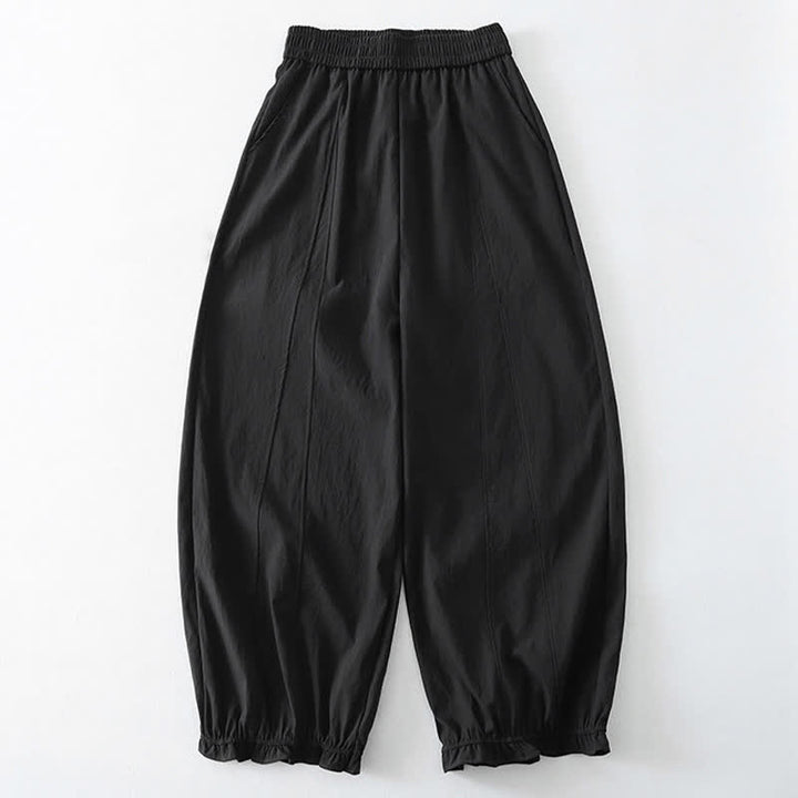 Buddha Stones Lässige, minimalistische Haremshose für Damen mit Rüschensaum und Taschen – perfekt für den Sommer - Schwarz - US8-10, UK/AU12-14, EU40-42 (2XL) - image 6