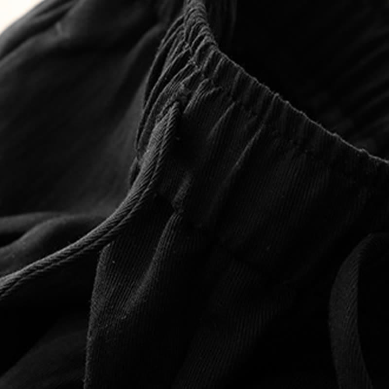 Buddha Stones Sommerliche, lässige, minimalistische lange Hose mit Kordelzug, einfarbig, schmal zulaufende Damenhose mit Taschen - image 7