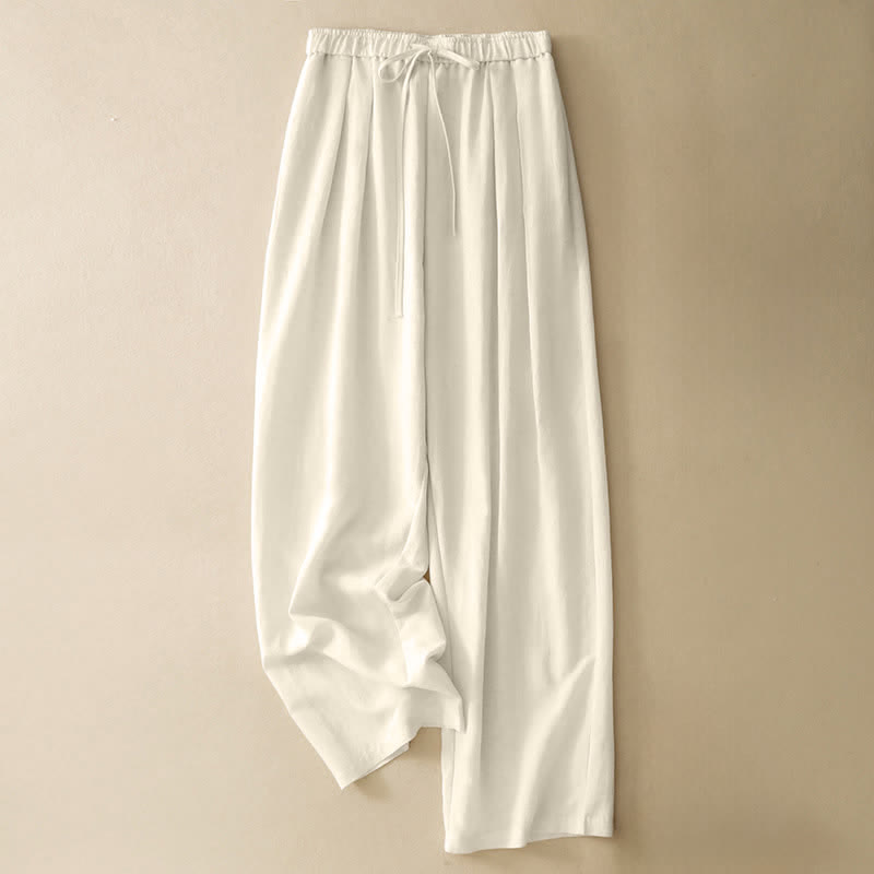 Buddha Stones Sommerliche, lässige, minimalistische lange Hose mit Kordelzug, einfarbig, schmal zulaufende Damenhose mit Taschen - Leinen - US8-10, UK/AU12-14, EU40-42 (2XL) - image 10