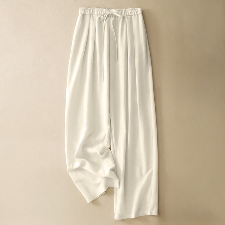 Buddha Stones Sommerliche, lässige, minimalistische lange Hose mit Kordelzug, einfarbig, schmal zulaufende Damenhose mit Taschen - Leinen - US8-10, UK/AU12-14, EU40-42 (2XL) - image 10