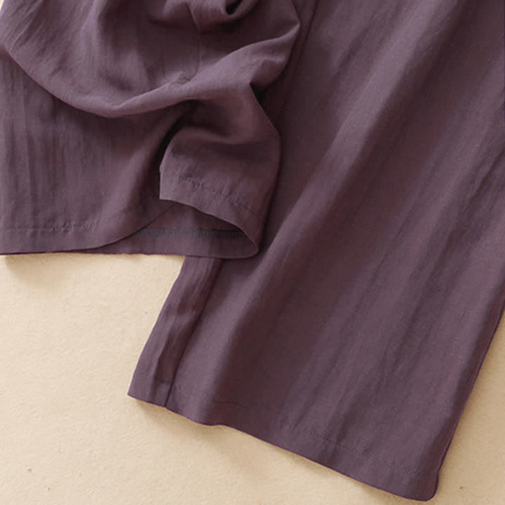 Buddha Stones Sommerliche, lässige, minimalistische lange Hose mit Kordelzug, einfarbig, schmal zulaufende Damenhose mit Taschen - image 4