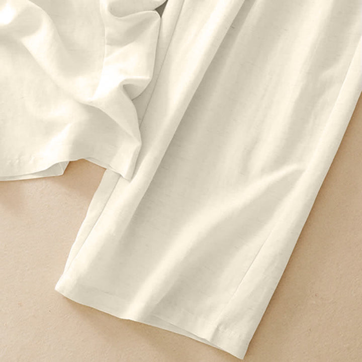 Buddha Stones Sommerliche, lässige, minimalistische lange Hose mit Kordelzug, einfarbig, schmal zulaufende Damenhose mit Taschen - image 16