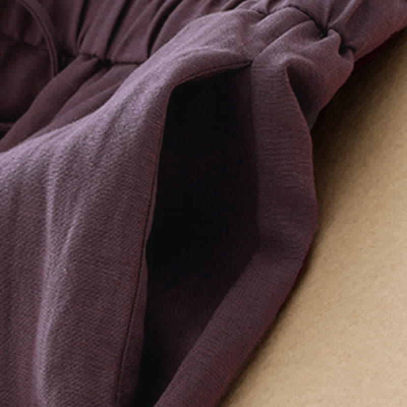 Buddha Stones Sommerliche, lässige, minimalistische lange Hose mit Kordelzug, einfarbig, schmal zulaufende Damenhose mit Taschen - image 1