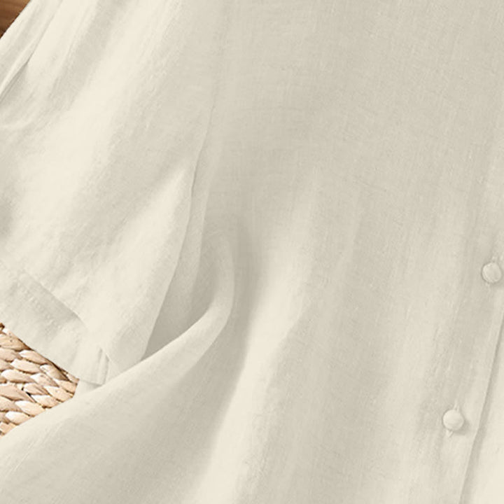 Buddha Stones Lässiges, minimalistisches Kurzarmhemd für Damen mit Knopfleiste, Rundhalsausschnitt und aufgesetzter Tasche – perfekt für den Sommer. - image 18