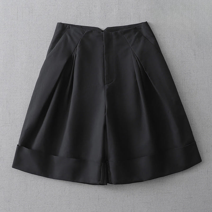 Buddha Stones Minimalistische, elegante, einfarbige Damen-Shorts mit Reißverschluss und Taschen im Sommerdesign - Schwarz - US8-10, UK/AU12-14, EU40-42 (2XL) - image 10
