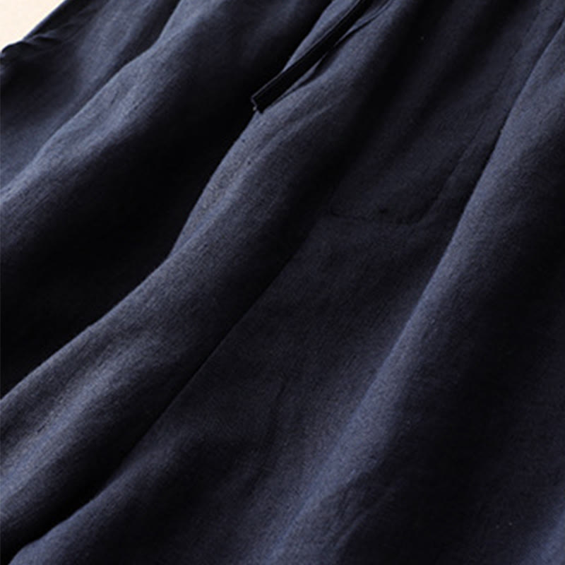 Buddha Stones Lässige, minimalistische Sommer-Shorts für Damen mit Kordelzug, Stickerei, Wellenlinien und geometrischem Muster, Taschen und geometrischem Muster - image 8