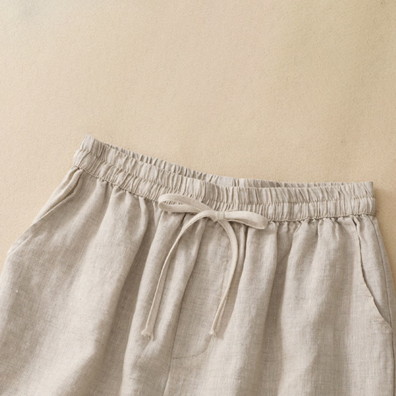 Buddha Stones Lässige, minimalistische Sommer-Shorts für Damen mit Kordelzug, Stickerei, Wellenlinien und geometrischem Muster, Taschen und geometrischem Muster - image 16