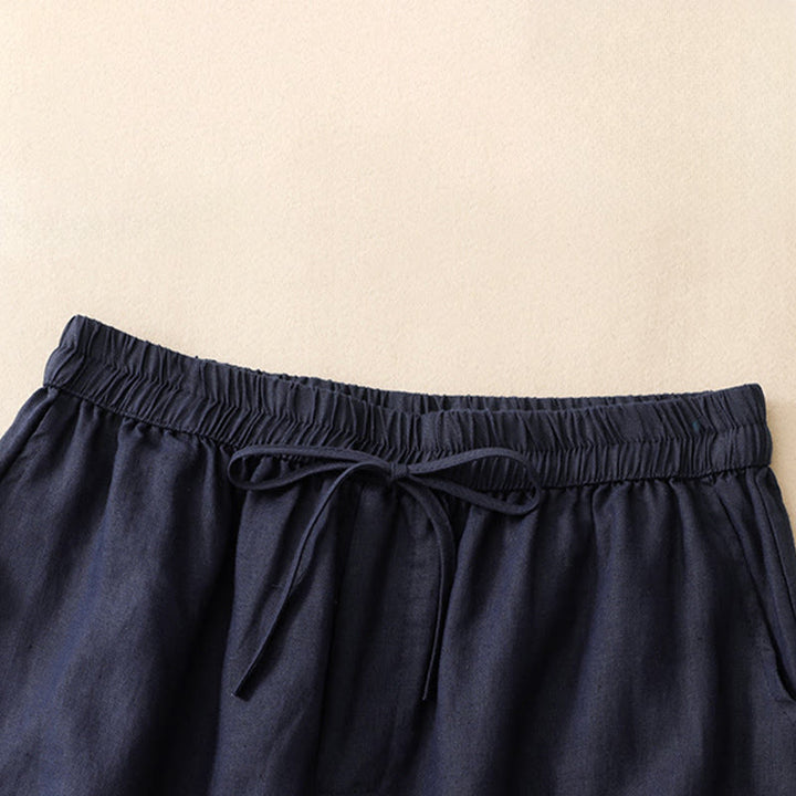 Buddha Stones Lässige, minimalistische Sommer-Shorts für Damen mit Kordelzug, Stickerei, Wellenlinien und geometrischem Muster, Taschen und geometrischem Muster - image 6