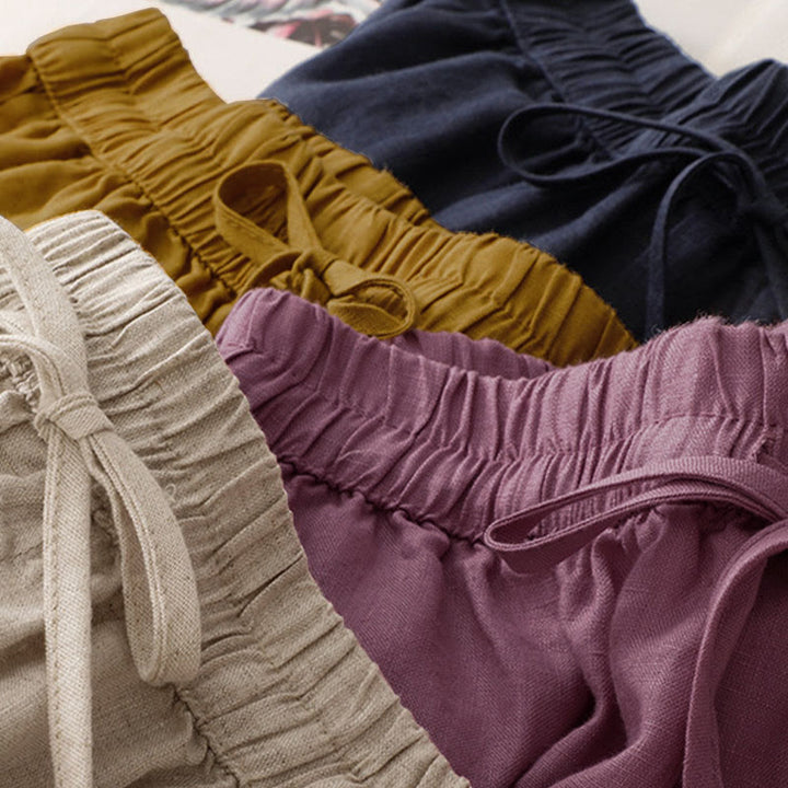 Buddha Stones Lässige, minimalistische Sommer-Shorts für Damen mit Kordelzug, Stickerei, Wellenlinien und geometrischem Muster, Taschen und geometrischem Muster - image 26