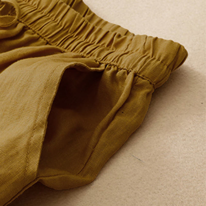 Buddha Stones Lässige, minimalistische Sommer-Shorts für Damen mit Kordelzug, Stickerei, Wellenlinien und geometrischem Muster, Taschen und geometrischem Muster - image 2