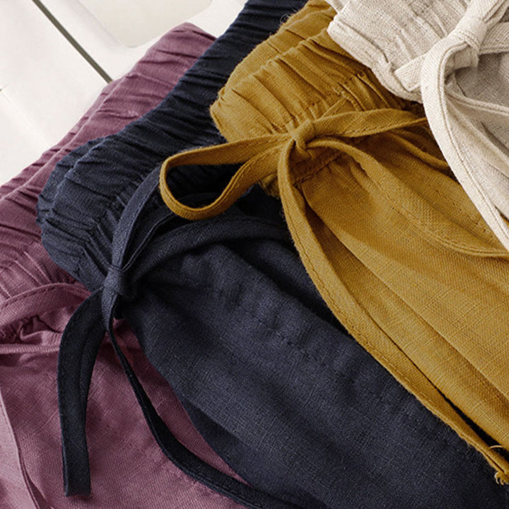 Buddha Stones Lässige, minimalistische Sommer-Shorts für Damen mit Kordelzug, Stickerei, Wellenlinien und geometrischem Muster, Taschen und geometrischem Muster - image 25