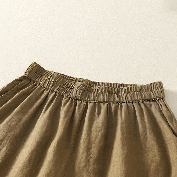 Buddha Stones Sommerliche, lässige Vintage-Shorts für Damen mit elastischem Bund, Rüschensaum und Taschen - image 2
