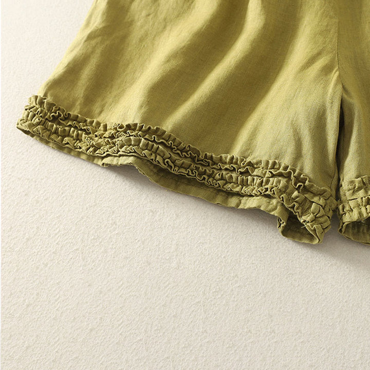 Buddha Stones Sommerliche, lässige Vintage-Shorts für Damen mit elastischem Bund, Rüschensaum und Taschen - image 19