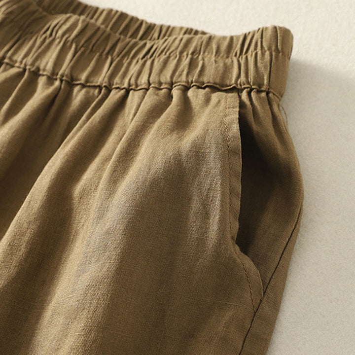 Buddha Stones Sommerliche, lässige Vintage-Shorts für Damen mit elastischem Bund, Rüschensaum und Taschen - image 3