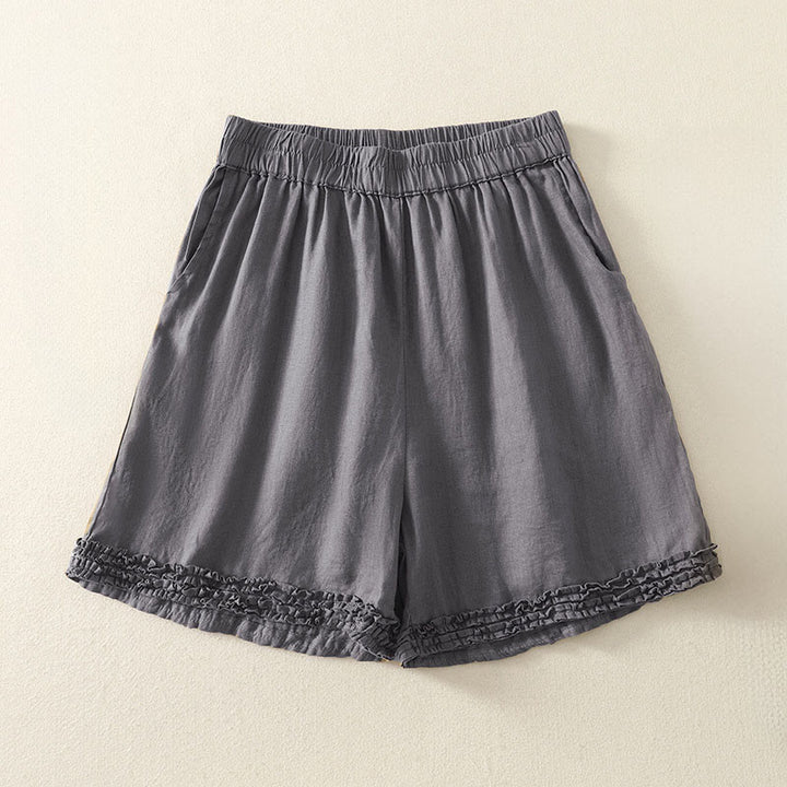 Buddha Stones Sommerliche, lässige Vintage-Shorts für Damen mit elastischem Bund, Rüschensaum und Taschen - DimGray - US8-10, UK/AU12-14, EU40-42 (2XL) - image 13