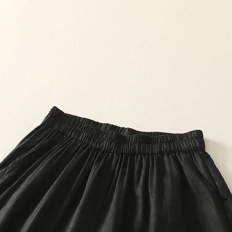 Buddha Stones Sommerliche, lässige Vintage-Shorts für Damen mit elastischem Bund, Rüschensaum und Taschen - image 5