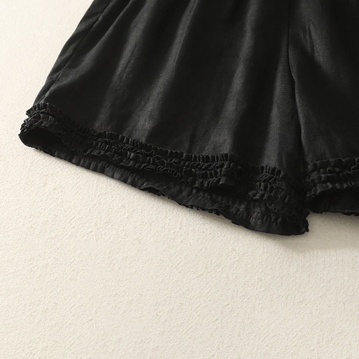 Buddha Stones Sommerliche, lässige Vintage-Shorts für Damen mit elastischem Bund, Rüschensaum und Taschen - image 7