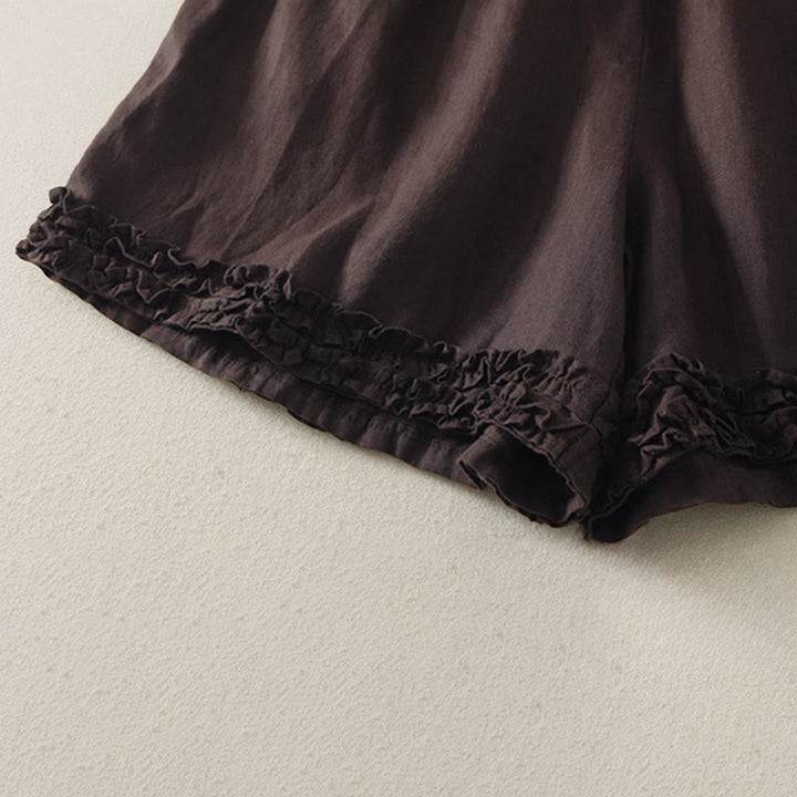 Buddha Stones Sommerliche, lässige Vintage-Shorts für Damen mit elastischem Bund, Rüschensaum und Taschen - image 12