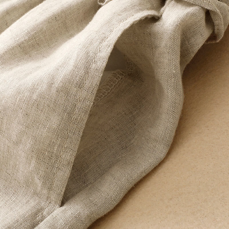 Buddha Stones Lässige, minimalistische Sommerhose mit Rüschen, elastischem Bund und geradem Bein, geradem Bein und Tasche - image 18