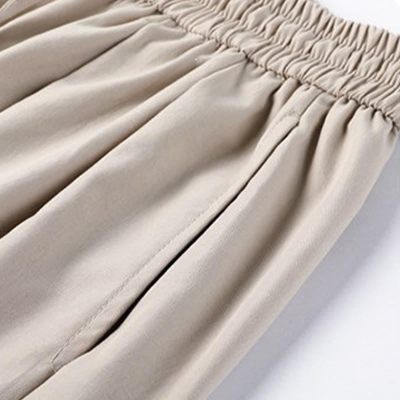 Buddha Stones Lässige, minimalistische Caprihose mit Kordelzug und Taschen für Herren - image 20