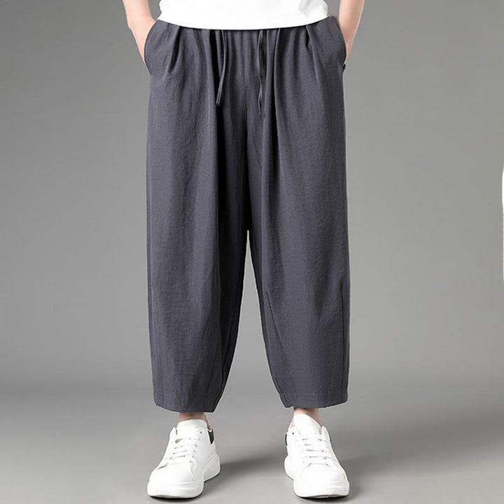 Buddha Stones Lässige, minimalistische Caprihose mit Kordelzug und Taschen für Herren - DimGray - US/UK/AU46, EU56 (5XL) - image 9