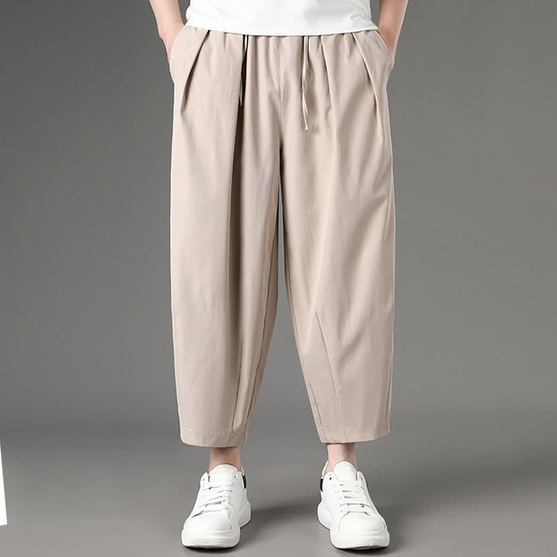 Buddha Stones Lässige, minimalistische Caprihose mit Kordelzug und Taschen für Herren - Leinen - US/UK/AU46, EU56 (5XL) - image 13