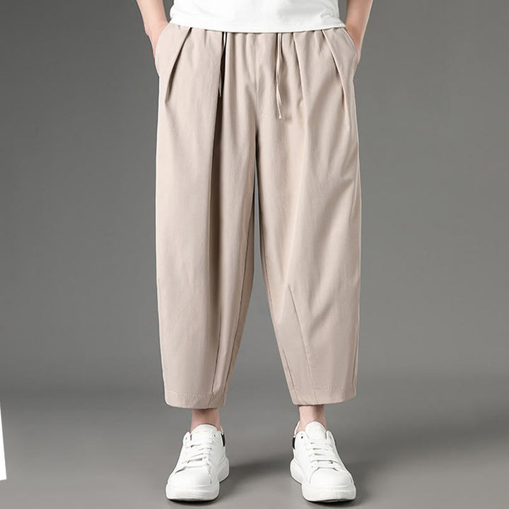 Buddha Stones Lässige, minimalistische Caprihose mit Kordelzug und Taschen für Herren - Leinen - US/UK/AU46, EU56 (5XL) - image 13