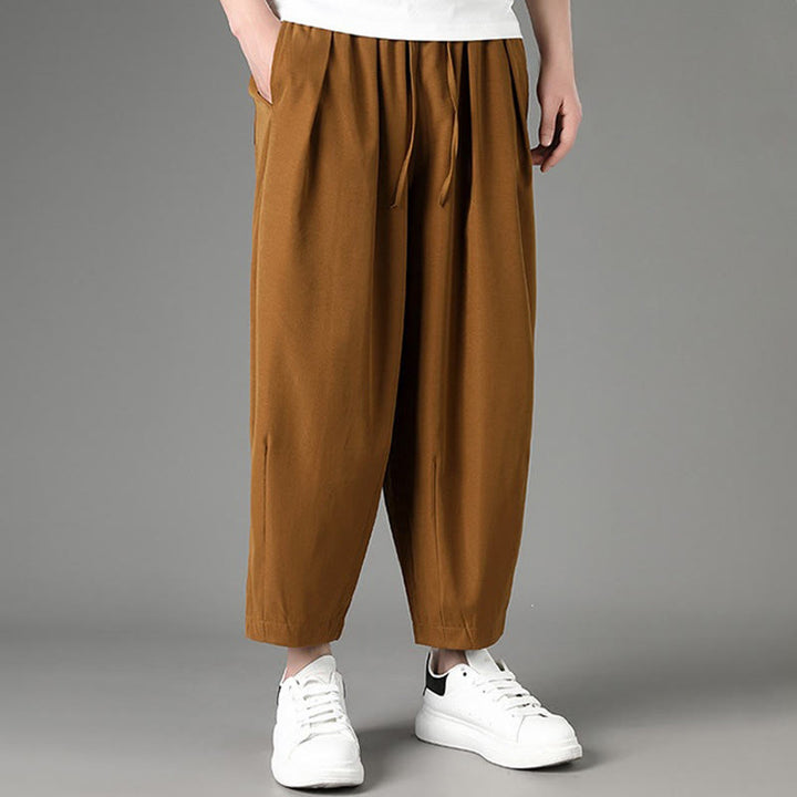 Buddha Stones Lässige, minimalistische Caprihose mit Kordelzug und Taschen für Herren - image 2
