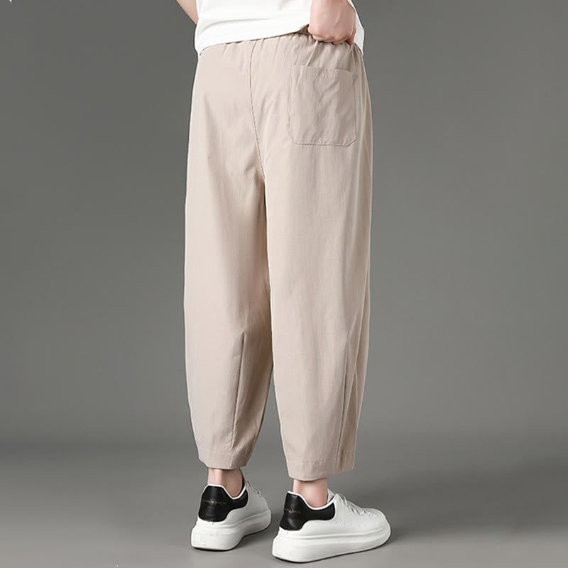 Buddha Stones Lässige, minimalistische Caprihose mit Kordelzug und Taschen für Herren - image 16