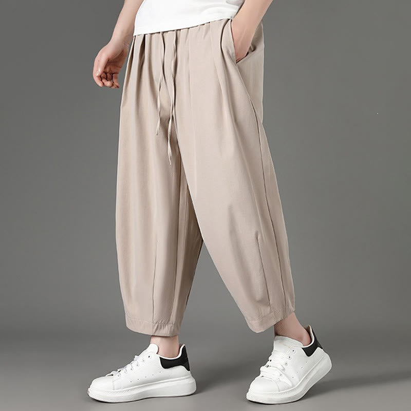 Buddha Stones Lässige, minimalistische Caprihose mit Kordelzug und Taschen für Herren - image 15