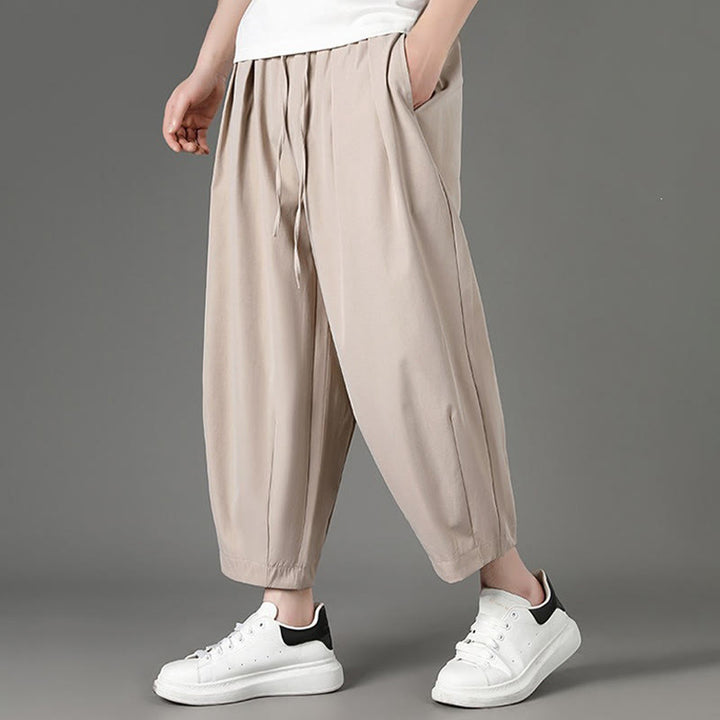 Buddha Stones Lässige, minimalistische Caprihose mit Kordelzug und Taschen für Herren - image 15