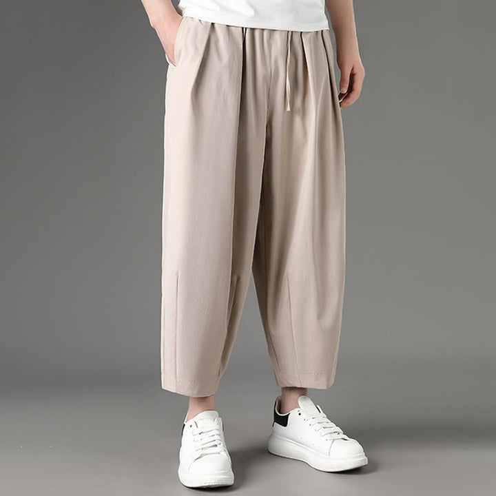 Buddha Stones Lässige, minimalistische Caprihose mit Kordelzug und Taschen für Herren - image 14