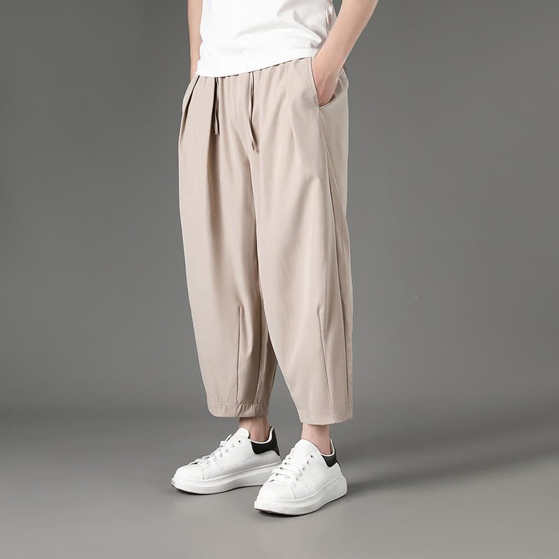 Buddha Stones Lässige, minimalistische Caprihose mit Kordelzug und Taschen für Herren - image 17