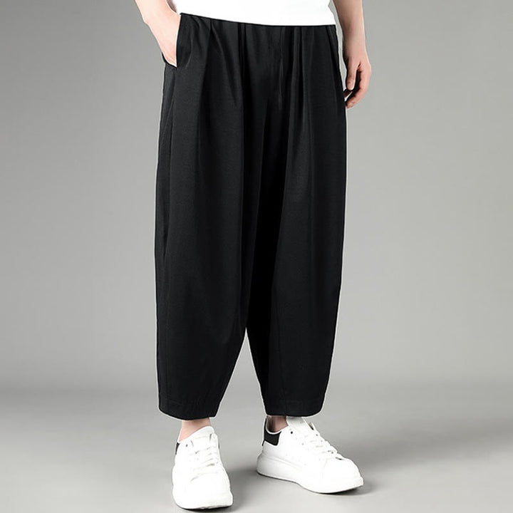 Buddha Stones Lässige, minimalistische Caprihose mit Kordelzug und Taschen für Herren - image 7