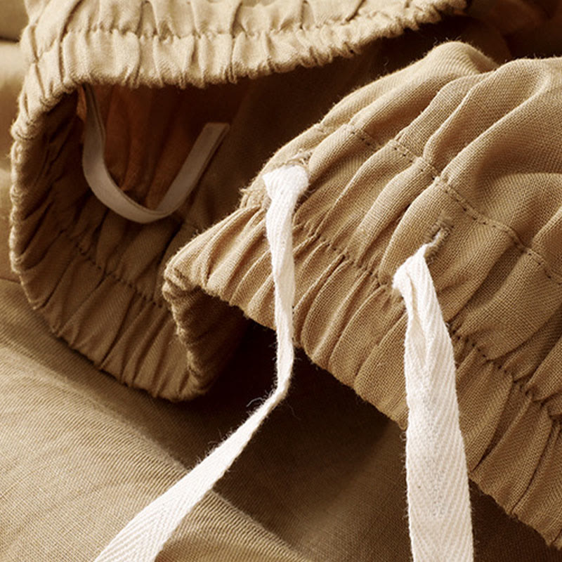Buddha Stones Lässige, einfarbige, knöchellange Hose mit elastischem Bund und Taschen für Damen - image 6