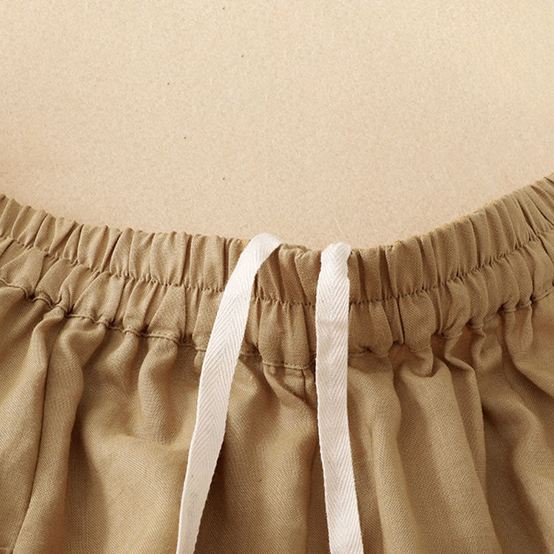 Buddha Stones Lässige, einfarbige, knöchellange Hose mit elastischem Bund und Taschen für Damen - image 4