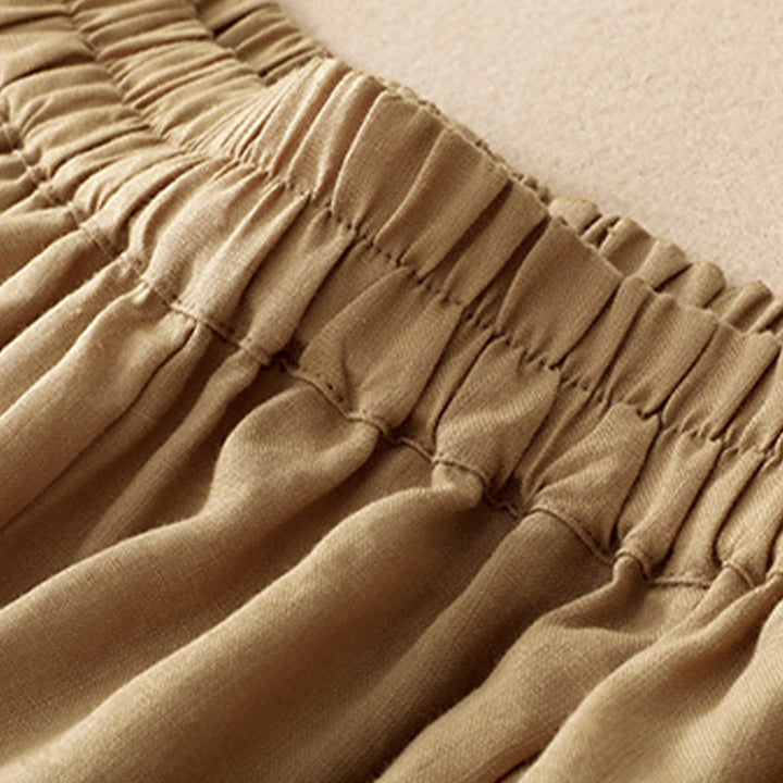 Buddha Stones Lässige, einfarbige, knöchellange Hose mit elastischem Bund und Taschen für Damen - image 5