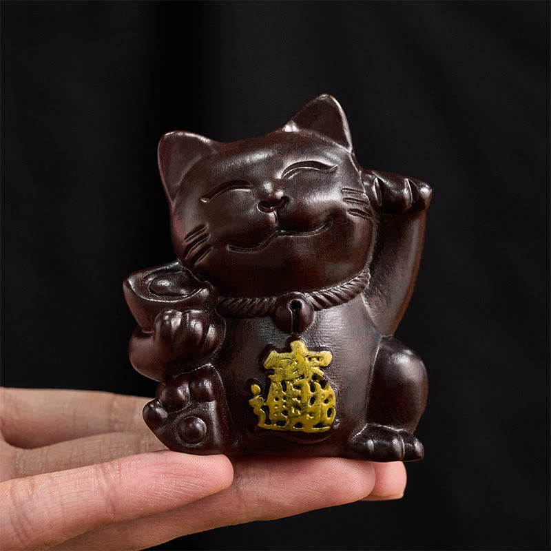 Buddha Stones Glückskatze aus Ebenholz – eine segnende Dekoration, die Reichtum anzieht - image 7